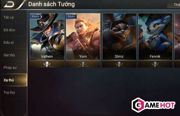 Nhóm xạ thủ có trong game LQMB